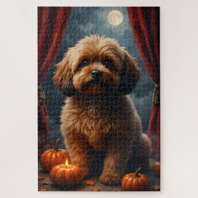Lhasa Apso Gothic Halloween-Porträtkunst Puzzle (Vertikal)