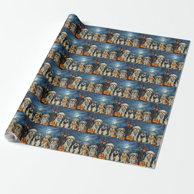 Lhasa Apso Halloween Gruselig  Geschenkpapier (Ungerollt)