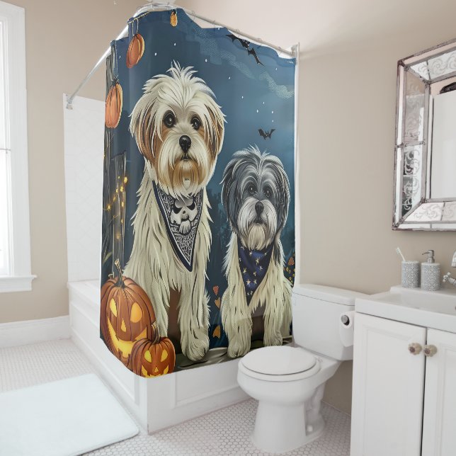 Lhasa Apso Halloween Spooky Duschvorhang (Beispiel)
