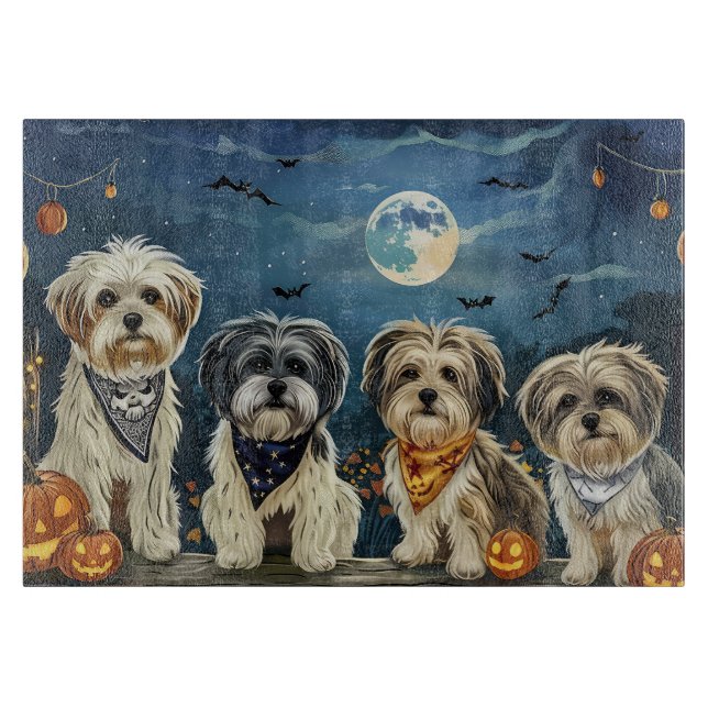 Lhasa Apso Halloween Spooky Schneidebrett (Vorderseite)