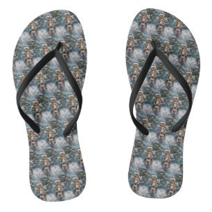 Lhasa Apso Hund fährt Motorrad Weihnachten Flip Flops
