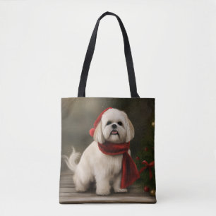 Lhasa Apso Hund im Schnee Weihnachten