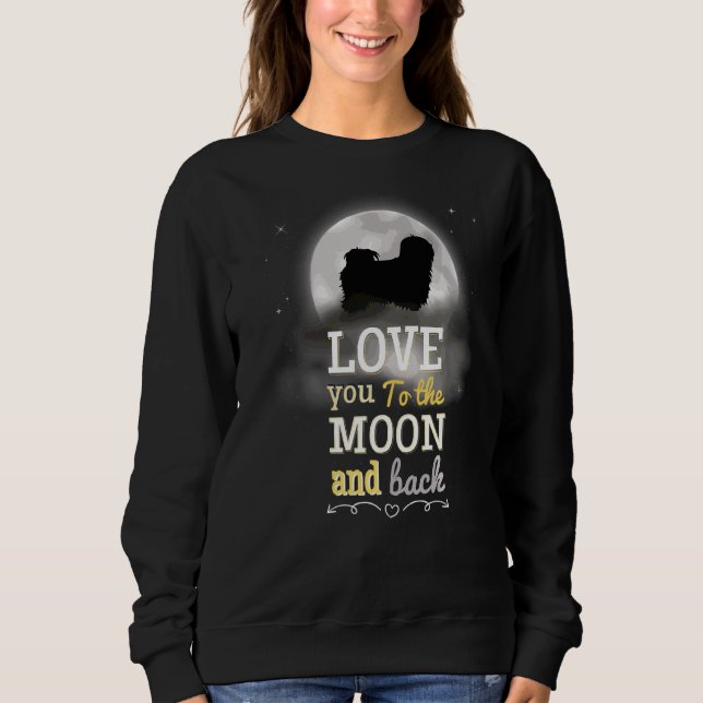 Lhasa Apso Hund Liebe zum Mond Sweatshirt (Vorderseite)