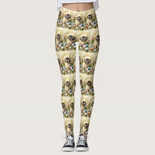 Lhasa Apso Hund mit Ostereiern Feiertag Leggings