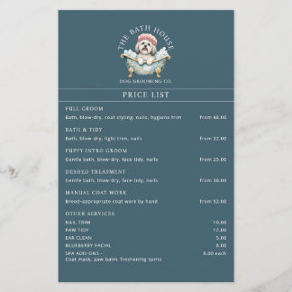 Lhasa Apso Hund Pflege Preisliste Flyer - Türkis