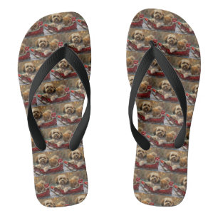 Lhasa Apso Hund Weihnachtsfestlich Flip Flops