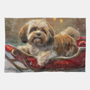 Lhasa Apso Hund Weihnachtsfestlich Geschirrtuch