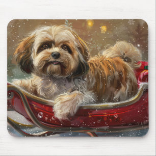 Lhasa Apso Hund Weihnachtsfestlich Mousepad