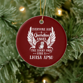 Lhasa Apso Hundespeichernengel Keramik Ornament