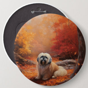 Lhasa Apso im Herbst Leaves Fall Inspiriert Button