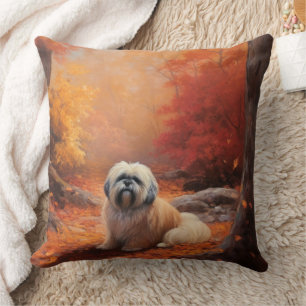 Lhasa Apso im Herbst Leaves Fall Inspiriert Kissen