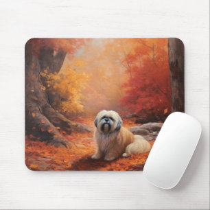 Lhasa Apso im Herbst Leaves Fall Inspiriert Mousepad