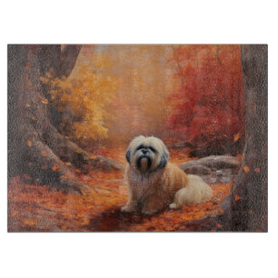 Lhasa Apso im Herbst Leaves Fall Inspiriert Schneidebrett