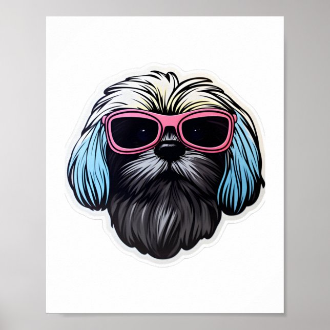 Lhasa Apso in Cooler Sonnenbrille Klassischer T -  Poster (Vorne)