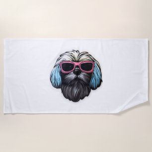 Lhasa Apso in Cooler Sonnenbrille Klassischer T - Strandtuch