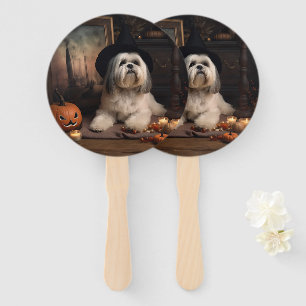 Lhasa Apso Kürbisse Halloween Gruselig Fächer