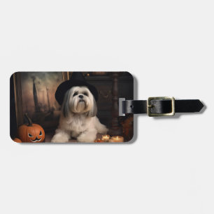 Lhasa Apso Kürbisse Halloween Gruselig Gepäckanhänger