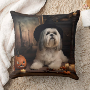 Lhasa Apso Kürbisse Halloween Gruselig Kissen