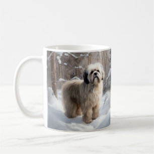 Lhasa Apso Lass es schneien Weihnachten Kaffeetasse