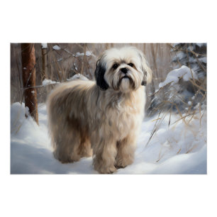 Lhasa Apso Lass es schneien Weihnachten  Poster