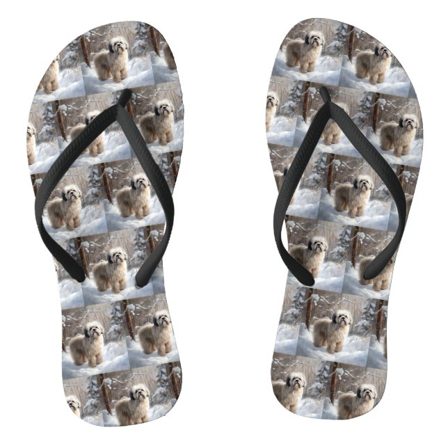 Lhasa Apso Let It Snow Weihnachten Flip Flops (Fußbett)