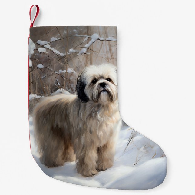 Lhasa Apso Let It Snow Weihnachten Kleiner Weihnachtsstrumpf (Vorderseite)