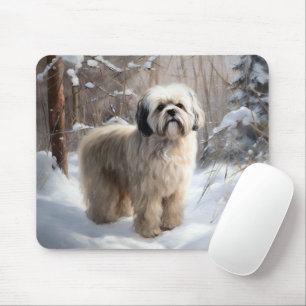 Lhasa Apso Let It Snow Weihnachten Mousepad