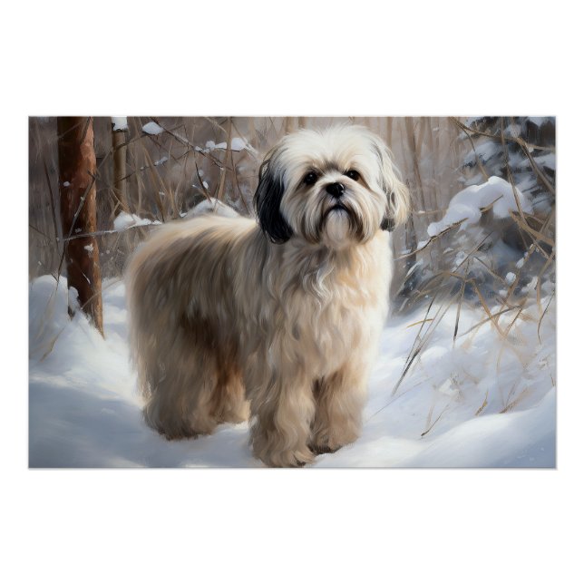 Lhasa Apso Let It Snow Weihnachten Poster (Vorderseite)
