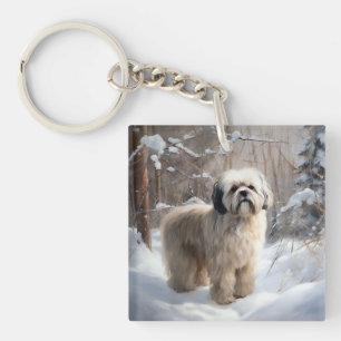 Lhasa Apso Let It Snow Weihnachten Schlüsselanhänger