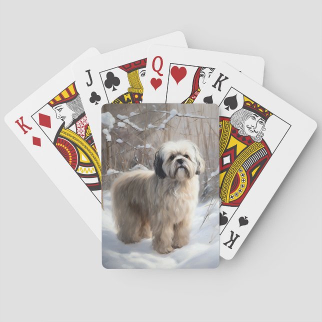 Lhasa Apso Let It Snow Weihnachten Spielkarten (Rückseite)