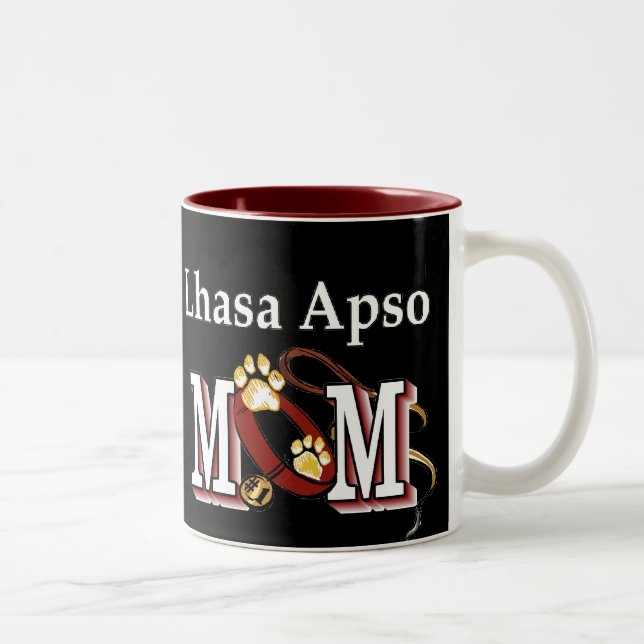 Lhasa Apso Mama Geschenke Zweifarbige Tasse (Rechts)
