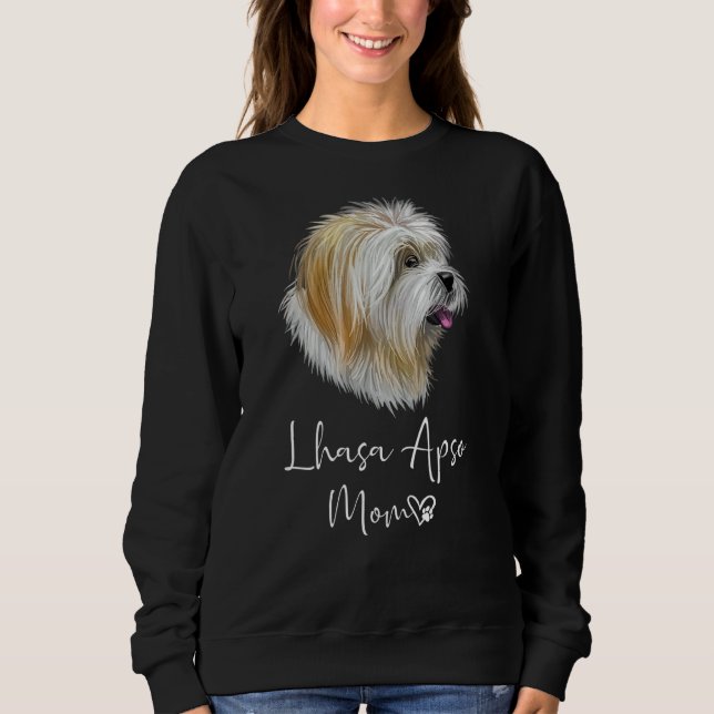 Lhasa Apso Mama Niedlich Puppy Dog Owner Lhasa Aps Sweatshirt (Vorderseite)