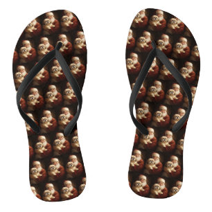 Lhasa Apso mit dem Weihnachtsmann Weihnachten Flip Flops
