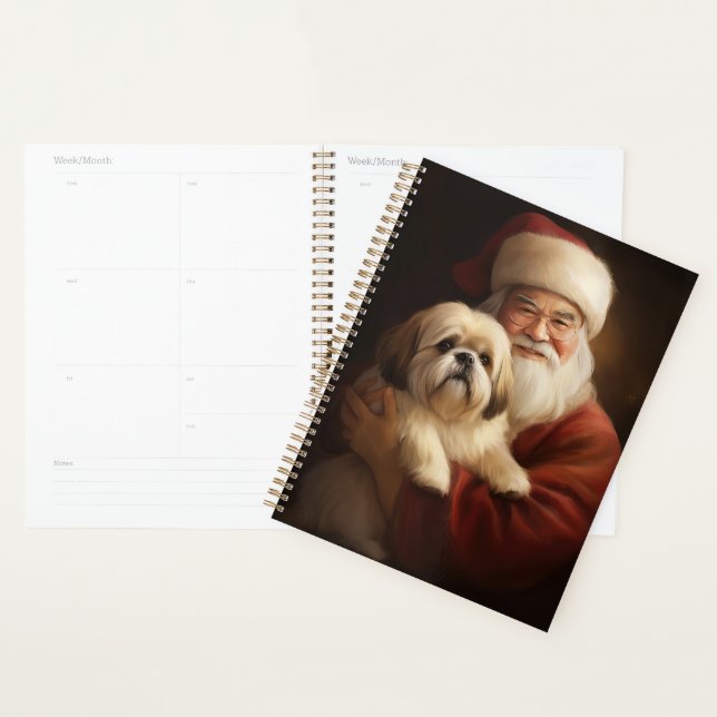 Lhasa Apso mit dem Weihnachtsmann Weihnachten Planer (Anzeige)