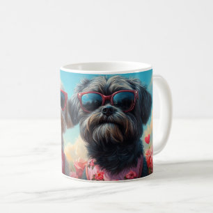 Lhasa Apso mit Herz Rosen Valentinstag Kaffeetasse