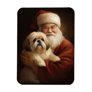 Lhasa Apso mit Santa Claus Festliches Weihnachten  Magnet