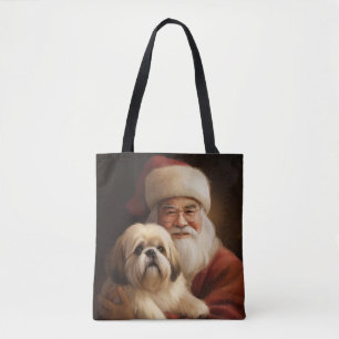 Lhasa Apso mit Weihnachtsmann Festive Weihnachten