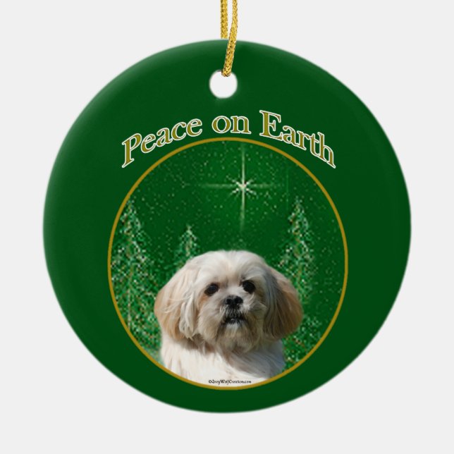Lhasa Apso Peace Keramik Ornament (Vorne)