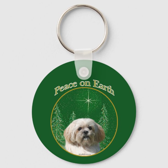 Lhasa Apso Peace Schlüsselanhänger (Vorderseite)