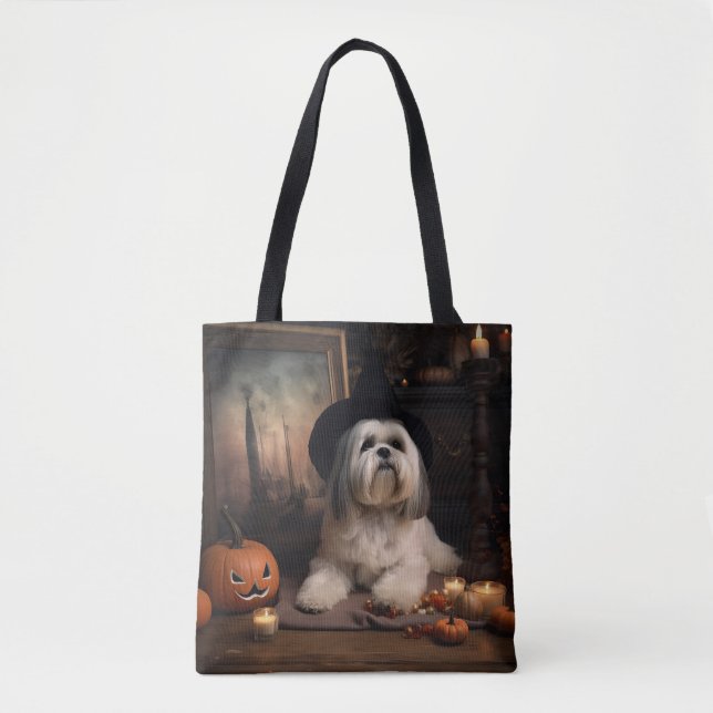 Lhasa Apso Pumpkins Halloween Beängstigend (Vorderseite)