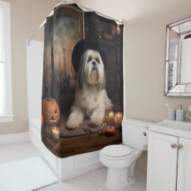 Lhasa Apso Pumpkins Halloween Beängstigend