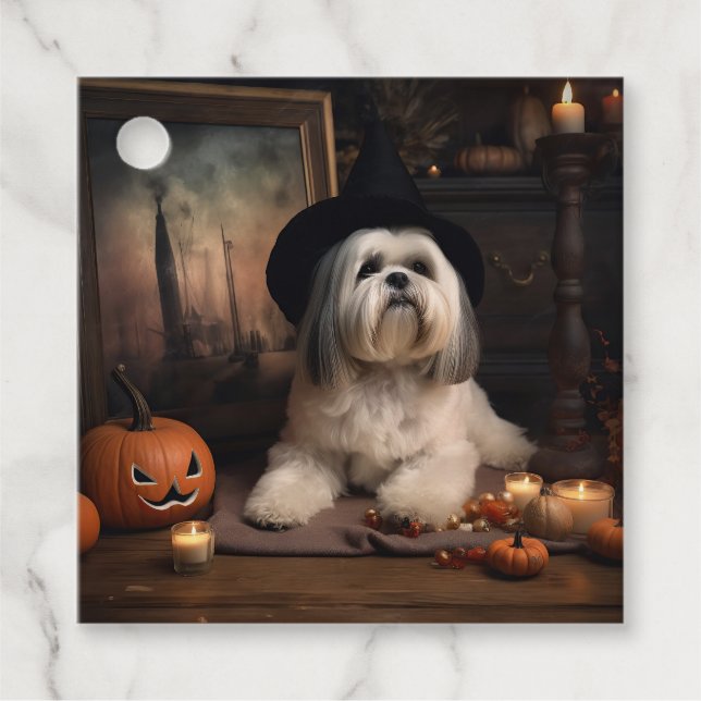 Lhasa Apso Pumpkins Halloween Beängstigend Geschenkanhänger (Vorderseite)