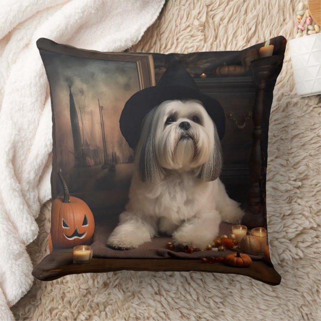 Lhasa Apso Pumpkins Halloween Beängstigend Kissen (Decke)