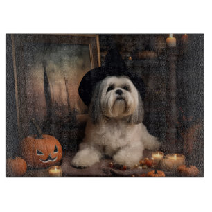 Lhasa Apso Pumpkins Halloween Beängstigend Schneidebrett
