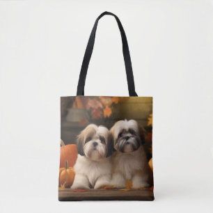 Lhasa Apso Puppy Autumn Delight Pumpkin