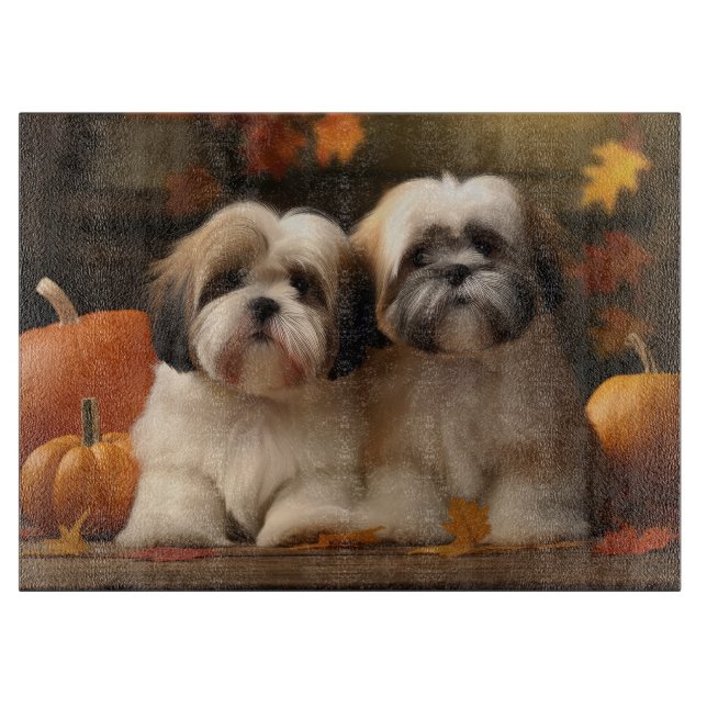 Lhasa Apso Puppy Autumn Delight Pumpkin Schneidebrett (Vorderseite)