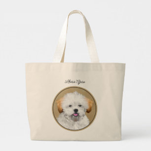 Lhasa Apso Puppy Malerei Niedliche Original Hunde Jumbo Stoffbeutel