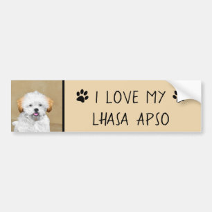 Lhasa Apso Puppy Painting - Cute Original Dog Art Autoaufkleber