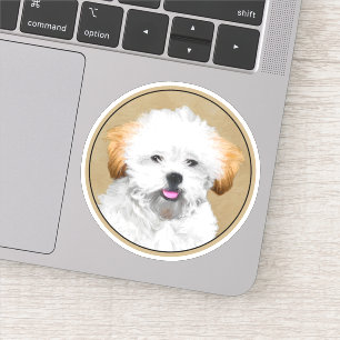 Lhasa Apso Puppy Painting - Niedliche Original Dog Aufkleber