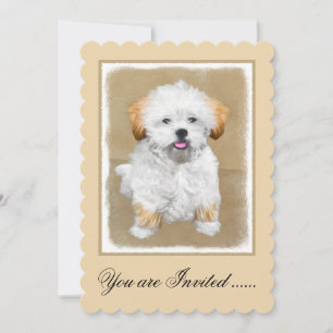 Lhasa Apso Puppy Painting - Niedliche Original Dog Einladung